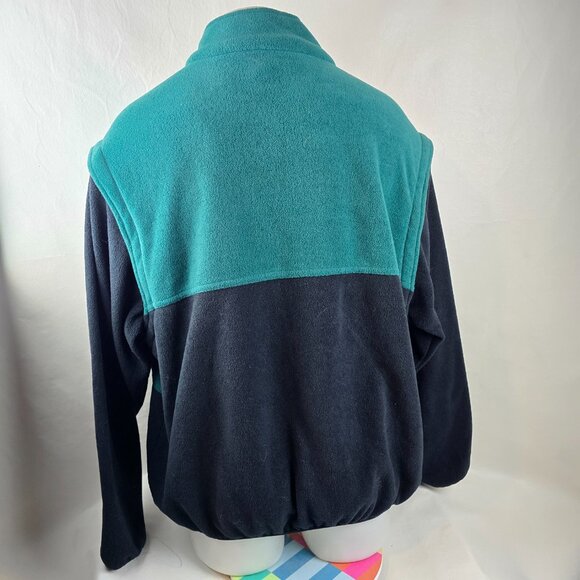 Mountain Dew Mens L/XL Green Black Convertible Vest Fleece Jacket Zip Off Sleeve - Picture 9 of 11